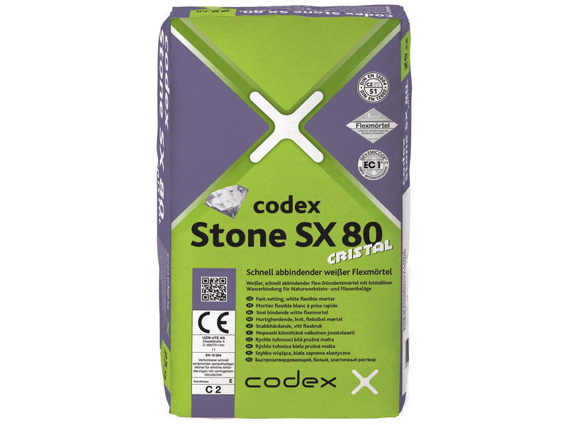 codex Stone 80 Cristal schnell abbindender, weißer Flexmörtel ...